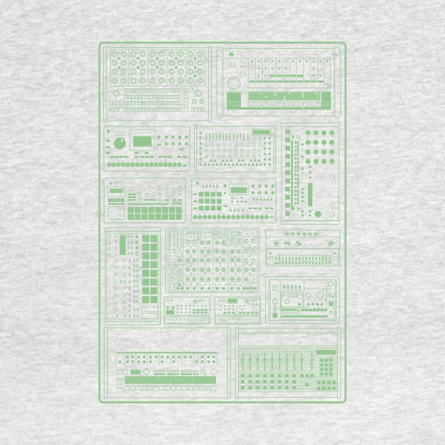 Electronic Musician Drum Machines Synth Collection Green by Atomic Malibu